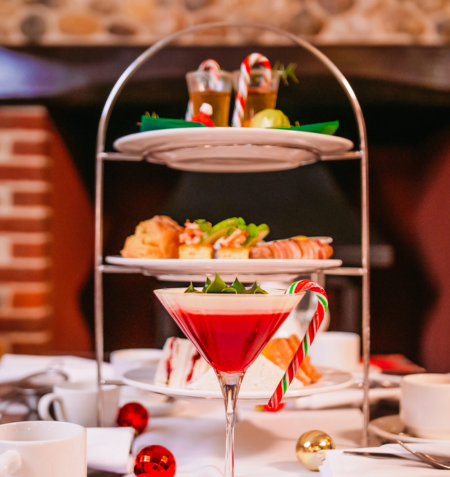 festive afternoon tea with cocktail